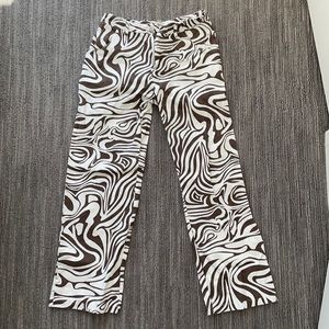 FUNKY BROWN AND WHITE SUPER CUTE SWIRL PRINT PANT